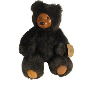 Raikes Bears COOKIE 660330 Dark Brown Teddy Bear with Wooden Face #2307-2